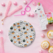 かわいいハロウィン猫と幽霊柄 ペーパープレート (パーティー)