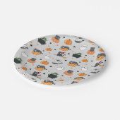 かわいいハロウィン猫と幽霊柄 ペーパープレート (アングル)