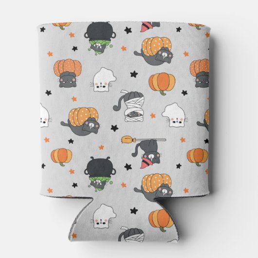 かわいいハロウィン猫と幽霊柄 缶クーラー (裏面)