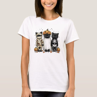 かわいいハロウィン猫のコスチュームTシャツ Tシャツ