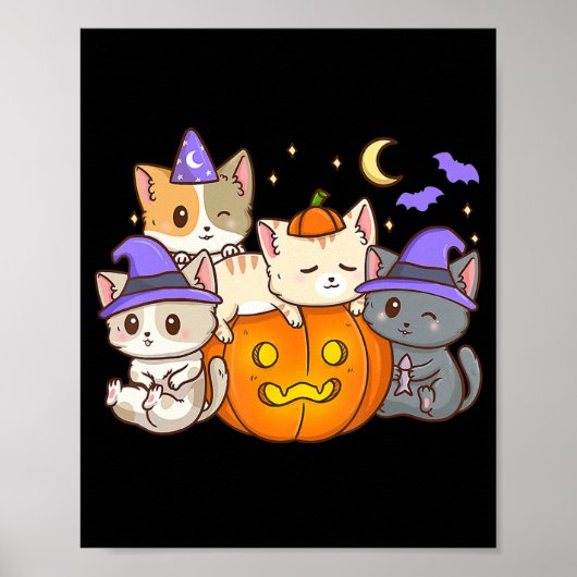 かわいいハロウィン猫アニメ猫かわいいかぼちゃ猫L ポスター (正面)