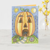 かわいいハロウィン猫カード カード (黄色い花)