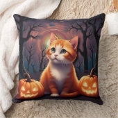 かわいいハロウィン猫 オレンジと白の子猫 クッション (ブランケット)