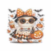 かわいいハロウィン猫 � カワイイ魔女の子猫とカボチャ シール (正面)