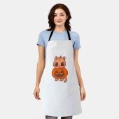 かわいいハロウィン猫Tシャツ – 2かわいい猫Holdi エプロン (着用した状態)