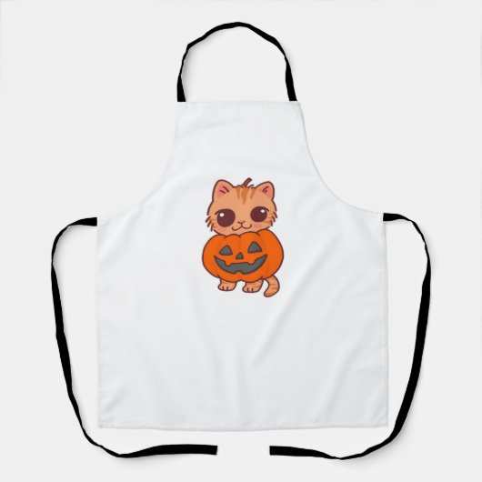 かわいいハロウィン猫Tシャツ – 2かわいい猫Holdi エプロン (正面)