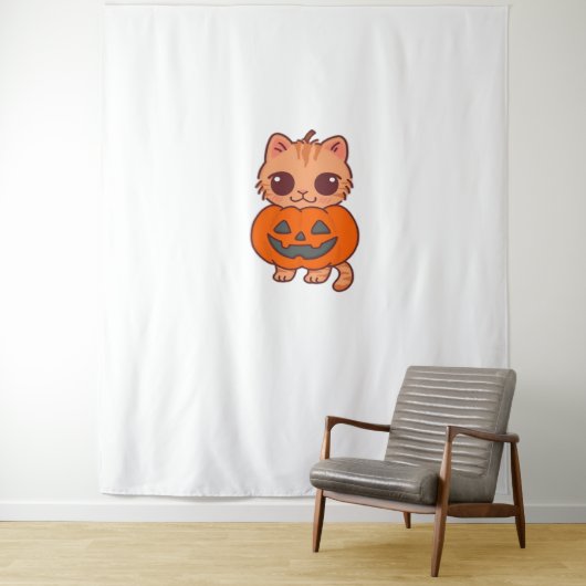 かわいいハロウィン猫Tシャツ – 2かわいい猫Holdi タペストリー (インサイチュ)