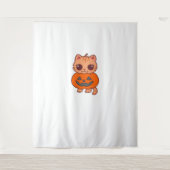 かわいいハロウィン猫Tシャツ – 2かわいい猫Holdi タペストリー (正面)