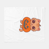 かわいいハロウィン猫Tシャツ – 2かわいい猫Holdi フリースブランケット (正面(横))