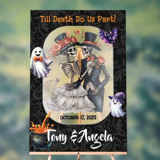 かわいいハロウィン結婚のウェルカムサイン アクリルサイン (ニュートラル)