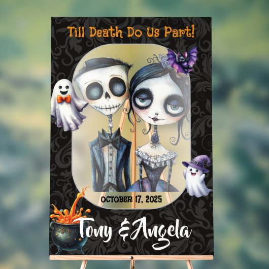 かわいいハロウィン結婚のウェルカムサイン アクリルサイン (ニュートラル)