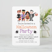 かわいいハロウィン衣装の子供のパーティ招待状 招待状 (スタンド正面)