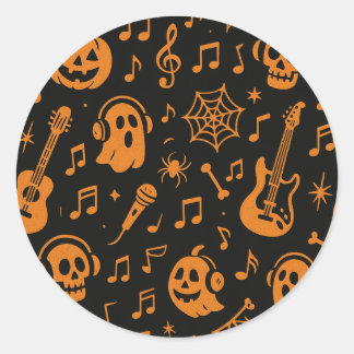 かわいいハロウィン音楽ステッカー ラウンドシール