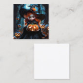 かわいいハロウィン魅力的の魔女の半体 スクエア名刺 (正面/裏面)