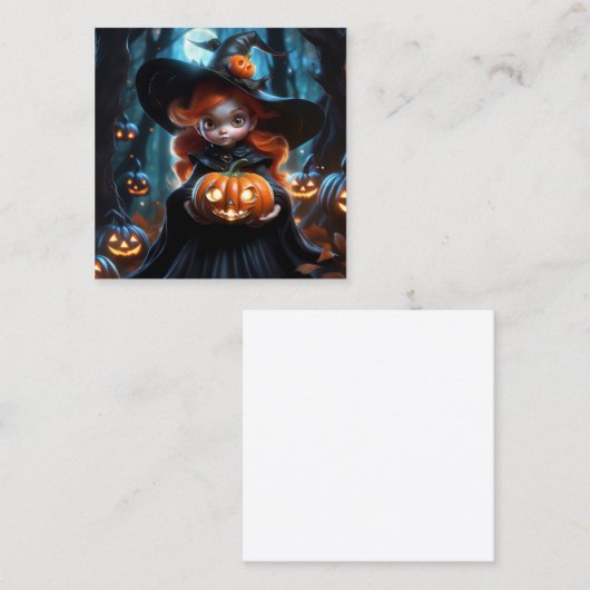 かわいいハロウィン魅力的の魔女の半体 スクエア名刺 (正面/裏面)