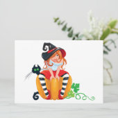 かわいいハロウィン魔女の招待状 招待状 (スタンド正面)