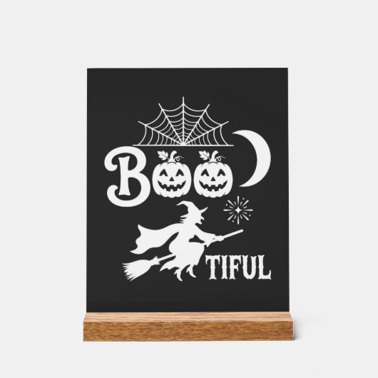 かわいいハロウィン魔女の月デザイン_1 アクリルサイン (正面)