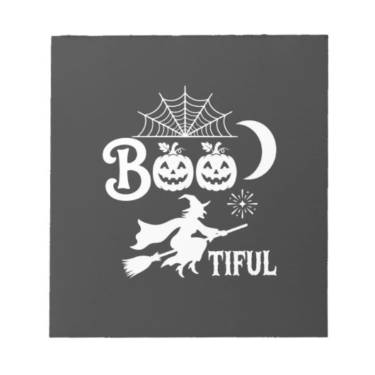 かわいいハロウィン魔女の月デザイン_1 ノートパッド (正面)