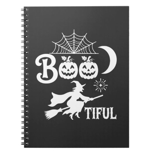 かわいいハロウィン魔女の月デザイン_1 ノートブック (正面)