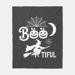 かわいいハロウィン魔女の月デザイン_1 フリースブランケット