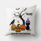 かわいいハロウィン黒猫とかぼちゃ クッション (正面)
