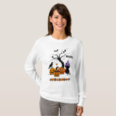 かわいいハロウィン黒猫とかぼちゃ Tシャツ (正面フル)
