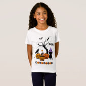 かわいいハロウィン黒猫とかぼちゃ Tシャツ (正面フル)