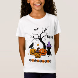 かわいいハロウィン黒猫とかぼちゃ Tシャツ