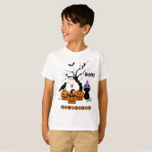 かわいいハロウィン黒猫とかぼちゃ Tシャツ (正面フル)