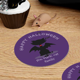 かわいいハロウィン黒猫コウモリパーティー紙コースター ラウンドペーパーコースター