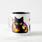 かわいいハロウィン黒猫ツートーンマグ ツートーンマグカップ (正面左)