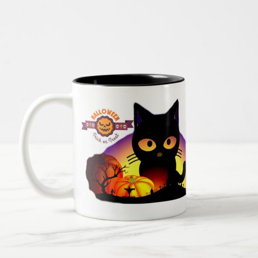かわいいハロウィン黒猫ツートーンマグ ツートーンマグカップ (左)