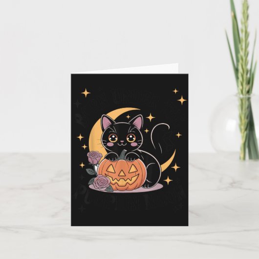 かわいいハロウィン黒猫パステルゴスウィッチ カード (正面)