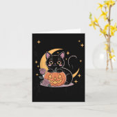 かわいいハロウィン黒猫パステルゴスウィッチ カード (黄色い花)