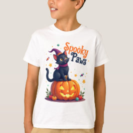 かわいいハロウィン黒猫パンプキンデザインTシャツ Tシャツ
