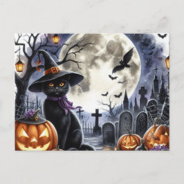 かわいいハロウィン黒猫ポストカード ポストカード