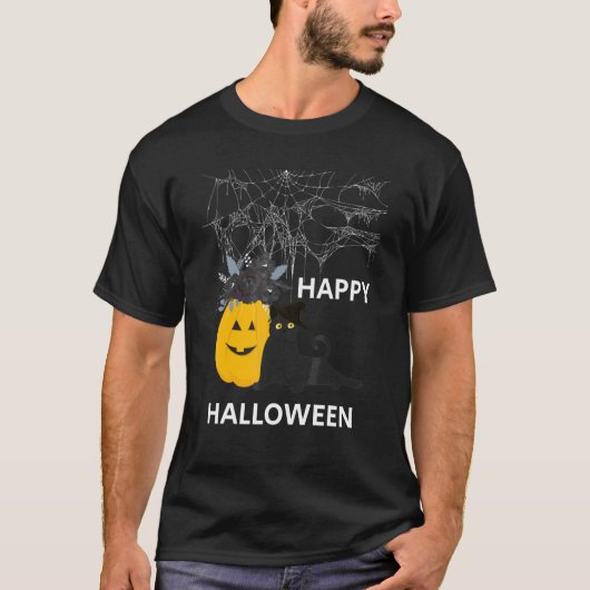 かわいいハロウィン黒猫魔女帽子パンプキン子供用 Tシャツ (正面)