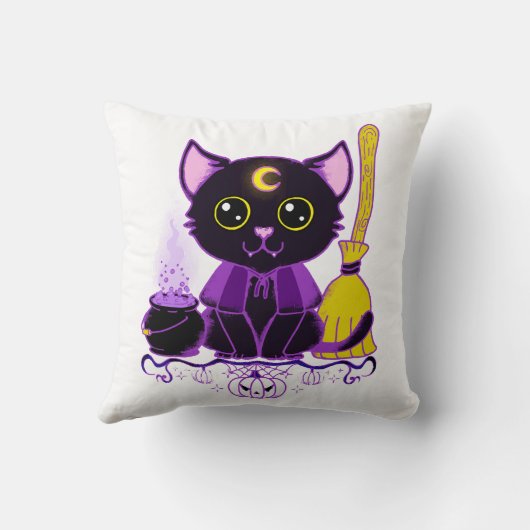 かわいいハロウィン黒猫魔女 クッション (裏面)