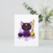 かわいいハロウィン黒猫魔女 ポストカード (スタンド正面)