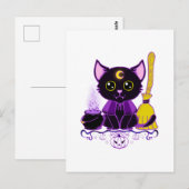 かわいいハロウィン黒猫魔女 ポストカード (正面/裏面)