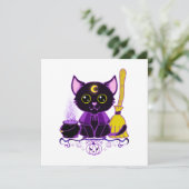 かわいいハロウィン黒猫魔女 招待状 (スタンド正面)