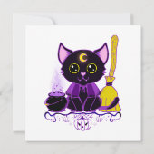 かわいいハロウィン黒猫魔女 招待状 (裏面)