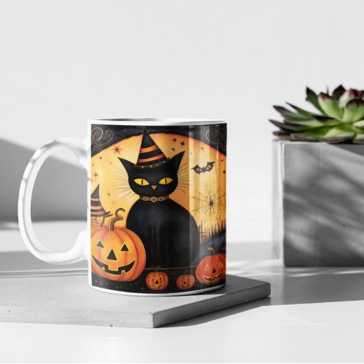 かわいいハロウィン黒猫23マグカップ コーヒーマグカップ