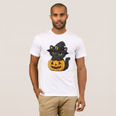 かわいいハロウィン黒猫 Tシャツ (正面フル)