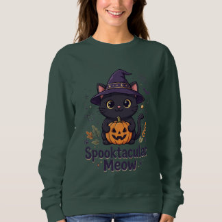 かわいいハロウィン黒猫Tシャツ | スプークタキュラー・ミー スウェットシャツ