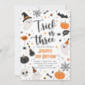 かわいいハロウィン3歳の誕生日パーティーのトリックオア3 招待状 (正面)