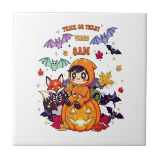 かわいいハロウィン お菓子をくれないとイタズラしちゃうぞ タイル