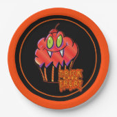 かわいいハロウィン オレンジ ヴァンパイア ケーキ 紙皿 (正面)