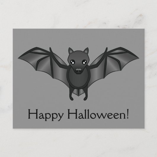 かわいいハロウィン コウモリのイラスト ポストカード (正面)