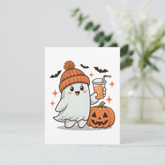 かわいいハロウィン、ゴースト、コウモリ、かぼちゃとドリンク シーズンカード (スタンド正面)